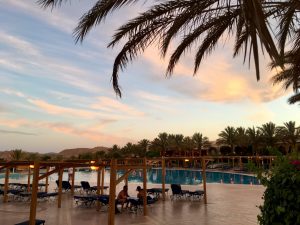 Ägypten, Kalawy - Hauptpool bei Sonnenuntergang
